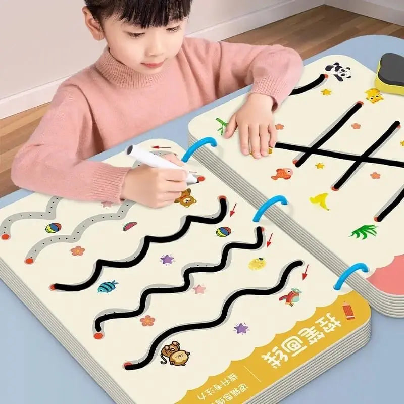 Reusable Tracing Work Book 64 Pages With ( 2 Markers & Duster Attcahed) (Premium Quality) GOODBABYPAKISTAN