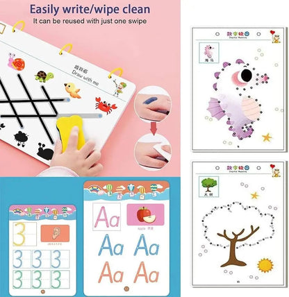 Reusable Tracing Work Book 64 Pages With ( 2 Markers & Duster Attcahed) (Premium Quality) GOODBABYPAKISTAN